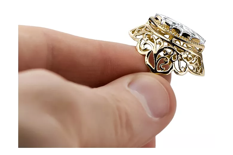 Κίτρινος χρυσός 14 καρατίων Κυβική Ζιρκονία  Vintage style vrc017y